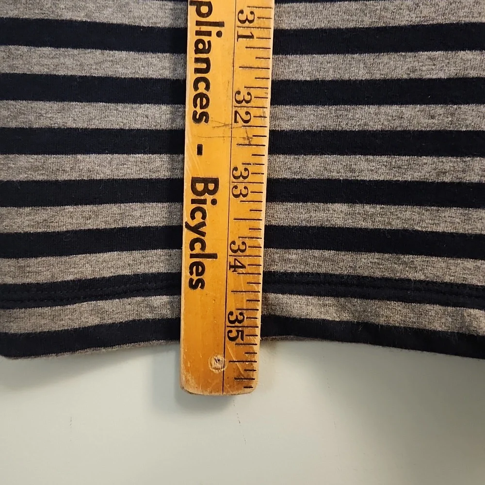 British Khaki Navy & Gray Striped T-Shirt Mini Dress – Size XS - Picture 7 of 11